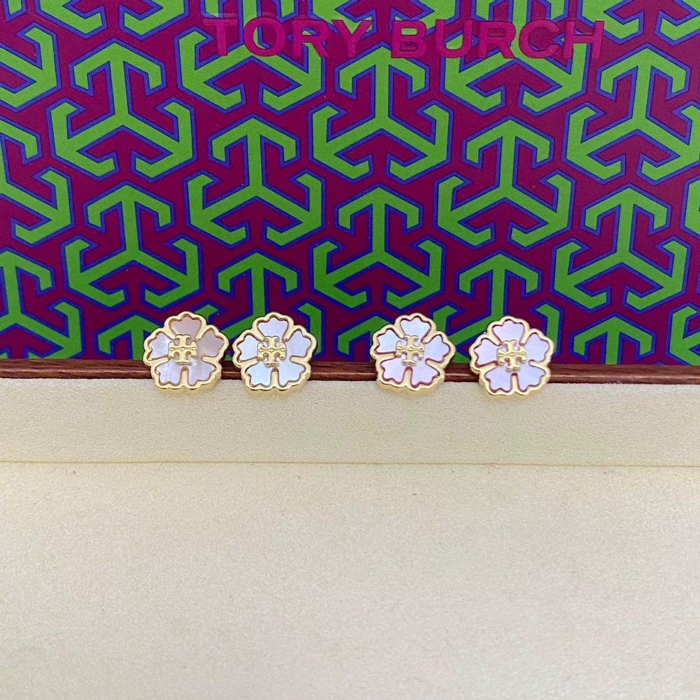 Tory Burch Shell Inlaid Floral Earrings Lovely